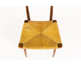 Chairs in oak with straw seat Italian design 1950 set of 2