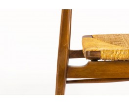 Chaises en chêne et assise en paille design italien 1950 set de 2
