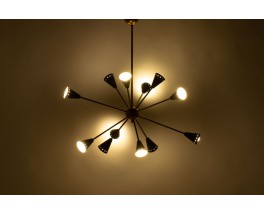 Pendant light model Sputnik in brass and lacquered reflector Italian contemporary design