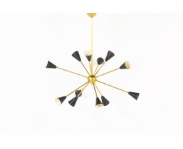 Pendant light model Sputnik in brass and lacquered reflector Italian contemporary design