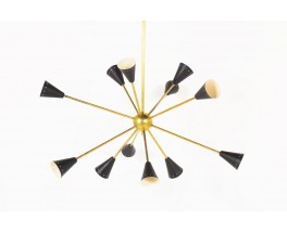 Pendant light model Sputnik in brass and lacquered reflector Italian contemporary design