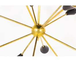 Pendant light model Sputnik in brass and lacquered reflector Italian contemporary design