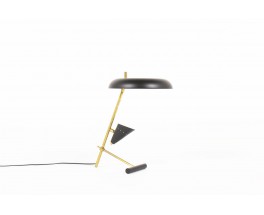 Lampe de bureau laiton patiné et réflecteurs laqués noir design contemporain italien