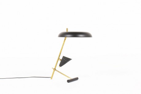 Desk lamp in patinated brass and black lacquered reflectors Italian contemporary design