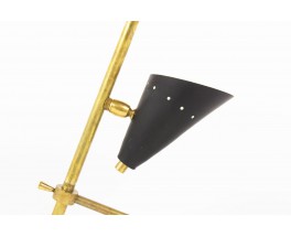 Lampe de bureau laiton patiné et réflecteurs laqués noir design contemporain italien