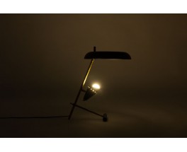 Lampe de bureau laiton patiné et réflecteurs laqués noir design contemporain italien