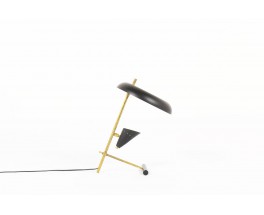 Lampe de bureau laiton patiné et réflecteurs laqués noir design contemporain italien