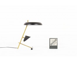 Lampe de bureau laiton patiné et réflecteurs laqués noir design contemporain italien