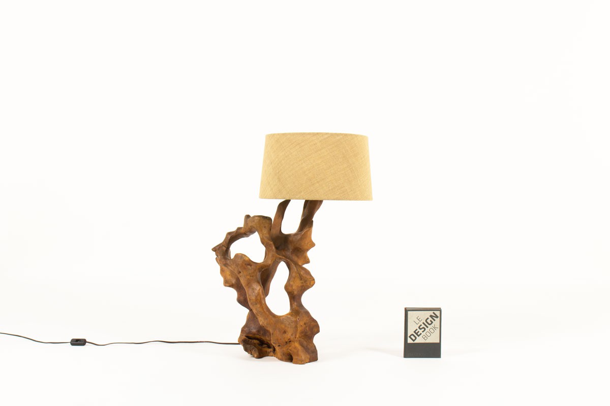 Lamp in olive tree with jute lampshade 1950