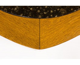 Table basse modèle Hexagonale en chêne et plateau granite 1950