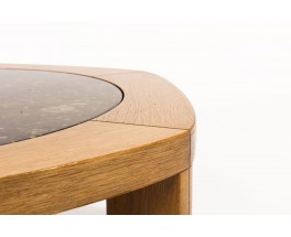 Table basse modèle Hexagonale en chêne et plateau granite 1950