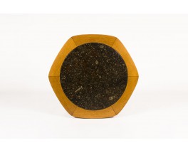 Coffee table model Hexagonale in oak and granite top 1950