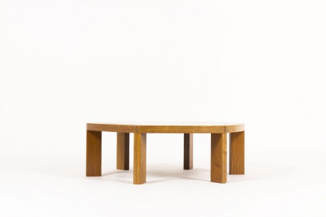 Coffee table model Hexagonale in oak and granite top 1950