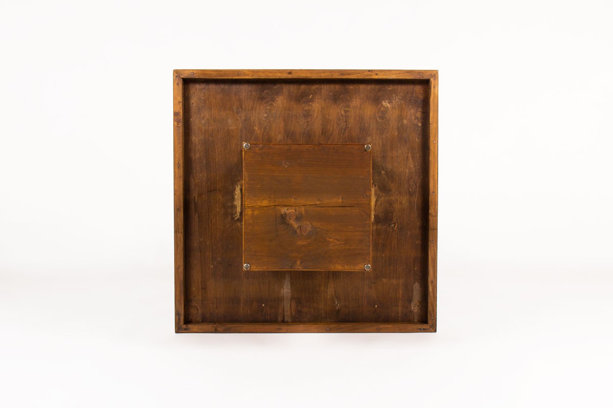 Table basse André Sornay carrée en chêne clouté 1930