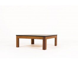 Andre Sornay square coffee table in mahogany with black laminate top 1960