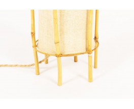 Lamp in bamboo with beige cotton lampshade 1950