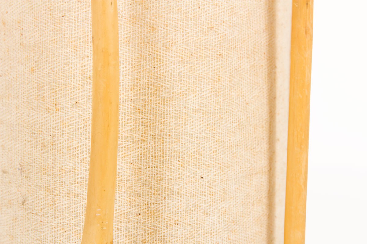 Lampe en bambou et abat-jour toile beige1950