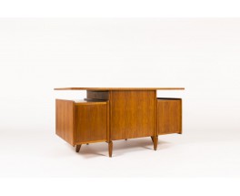 Bureau en chêne et stratifié noir 1950