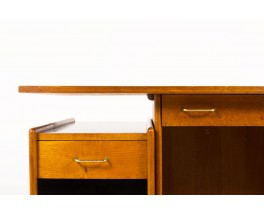 Bureau en chêne et stratifié noir 1950