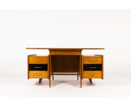 Bureau en chêne et stratifié noir 1950