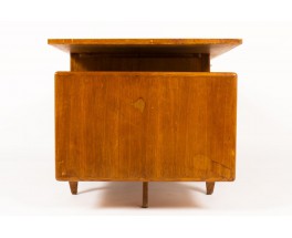 Bureau en chêne et stratifié noir 1950