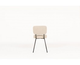 Andre Simard chairs in beige cotton fabric edition Airborne 1960 set of 6