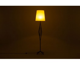 Lampadaire modèle losange métal noir et abat-jour beige 1950