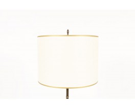 Floor lamp bamboo style in brass with beige lampshade 1950