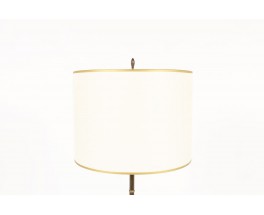 Lampadaire style bambou en laiton avec abat-jour beige 1950