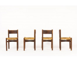 Charlotte Perriand chairs model Meribel in oak edition Steph Simon 1950 set of 4