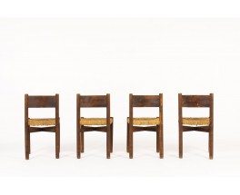 Chaises Charlotte Perriand modèle Méribel en chêne édition Steph Simon 1950 set de 4