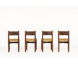 Chaises Charlotte Perriand modèle Méribel en chêne édition Steph Simon 1950 set de 4