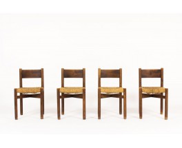 Chaises Charlotte Perriand modèle Méribel en chêne édition Steph Simon 1950 set de 4