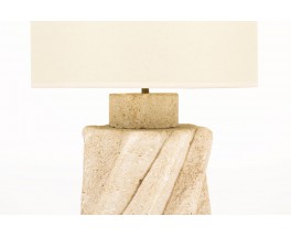 Albert Tormos lamp in stone with beige lampshade 1950