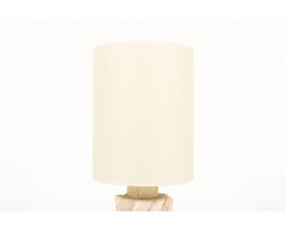 Lampe Albert Tormos en pierre avec abat-jour beige 1950