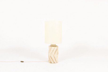 Albert Tormos lamp in stone with beige lampshade 1950