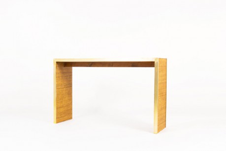 Console table in brass and rattan Italian contemporary design