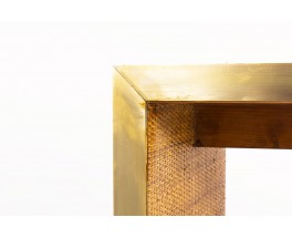 Console table in brass and rattan Italian contemporary design