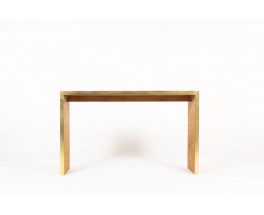 Console table in brass and rattan Italian contemporary design