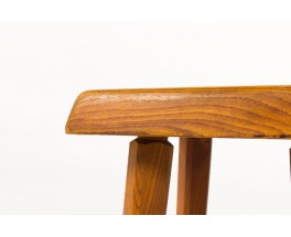 Pierre Chapo stools model S01R in elm 1970 set of 2