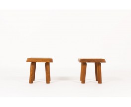 Pierre Chapo stools model S01R in elm 1970 set of 2