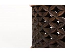 Round Bamileke coffee table model Spider in wood