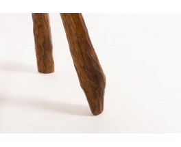 Tabouret en orme design brutalist 1950