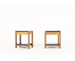 Bedside tables with drawer tinted beech and lacquer 1960 set of 2