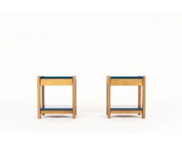 Bedside tables with drawer tinted beech and lacquer 1960 set of 2