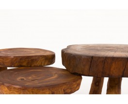 Coffee tables in elm 1950 set of 3