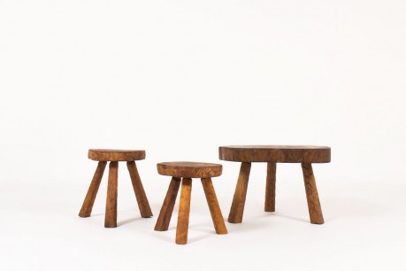 Coffee tables in elm 1950 set of 3