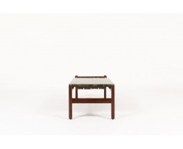 Coffee table in rosewood leather and green marble edition Dujo Cuba 1970