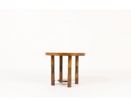 Table basse ronde en noyer 1950