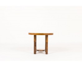 Table basse ronde en noyer 1950